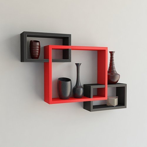 Modern and Stylish Wall Mounted Black Wooden Shelf